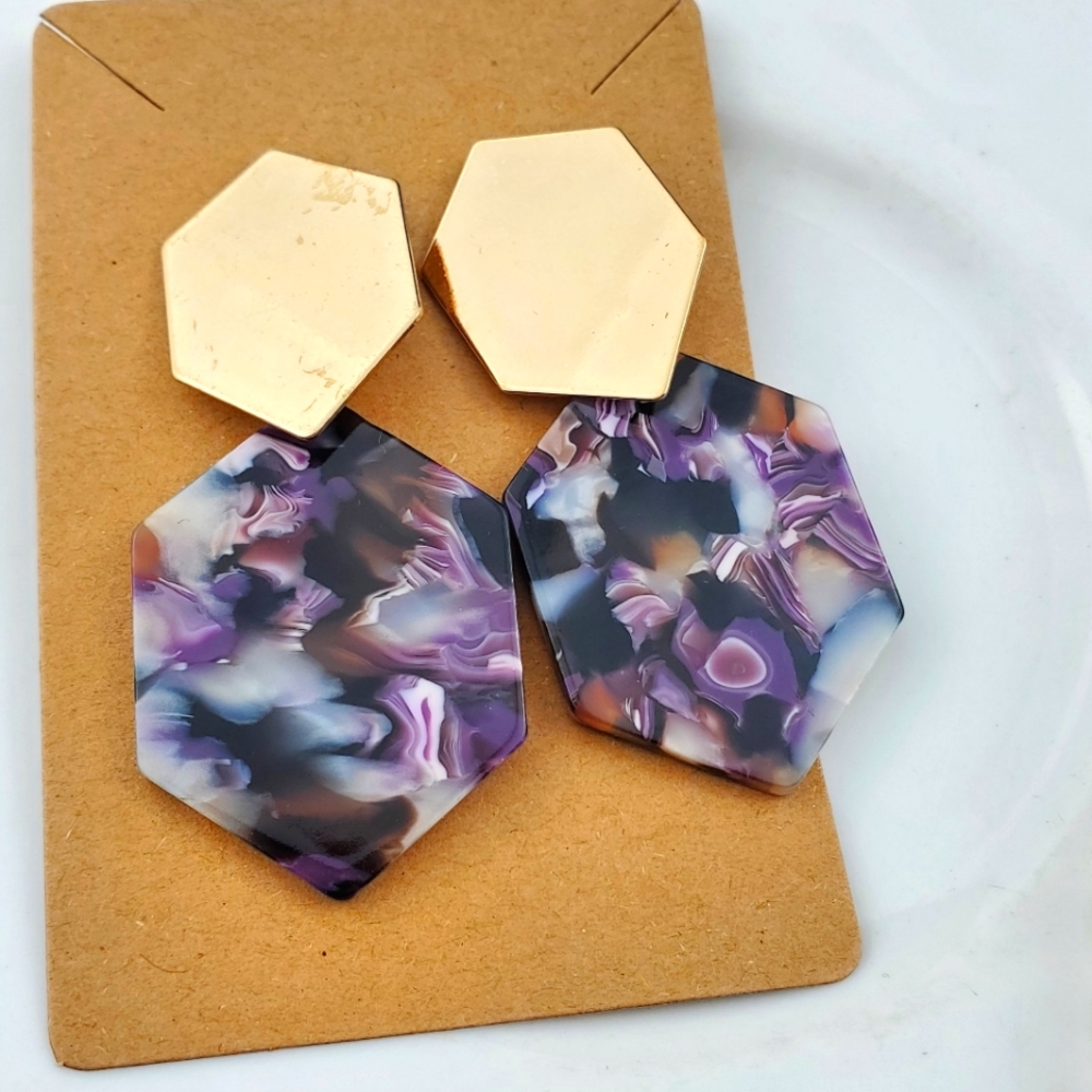 💫5/$25 STUNNING marble geometric earrings